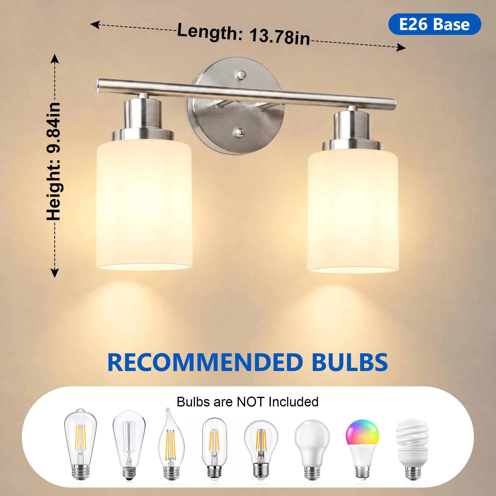 Unicozin 2 Pack Modern Bathroom Light Fixtures, 3 Light Vanity Lights, Black Wall Lamp with Clear Glass for Bathroom, Mirror, Living Room, Bedroom, Hallway, E26 Base