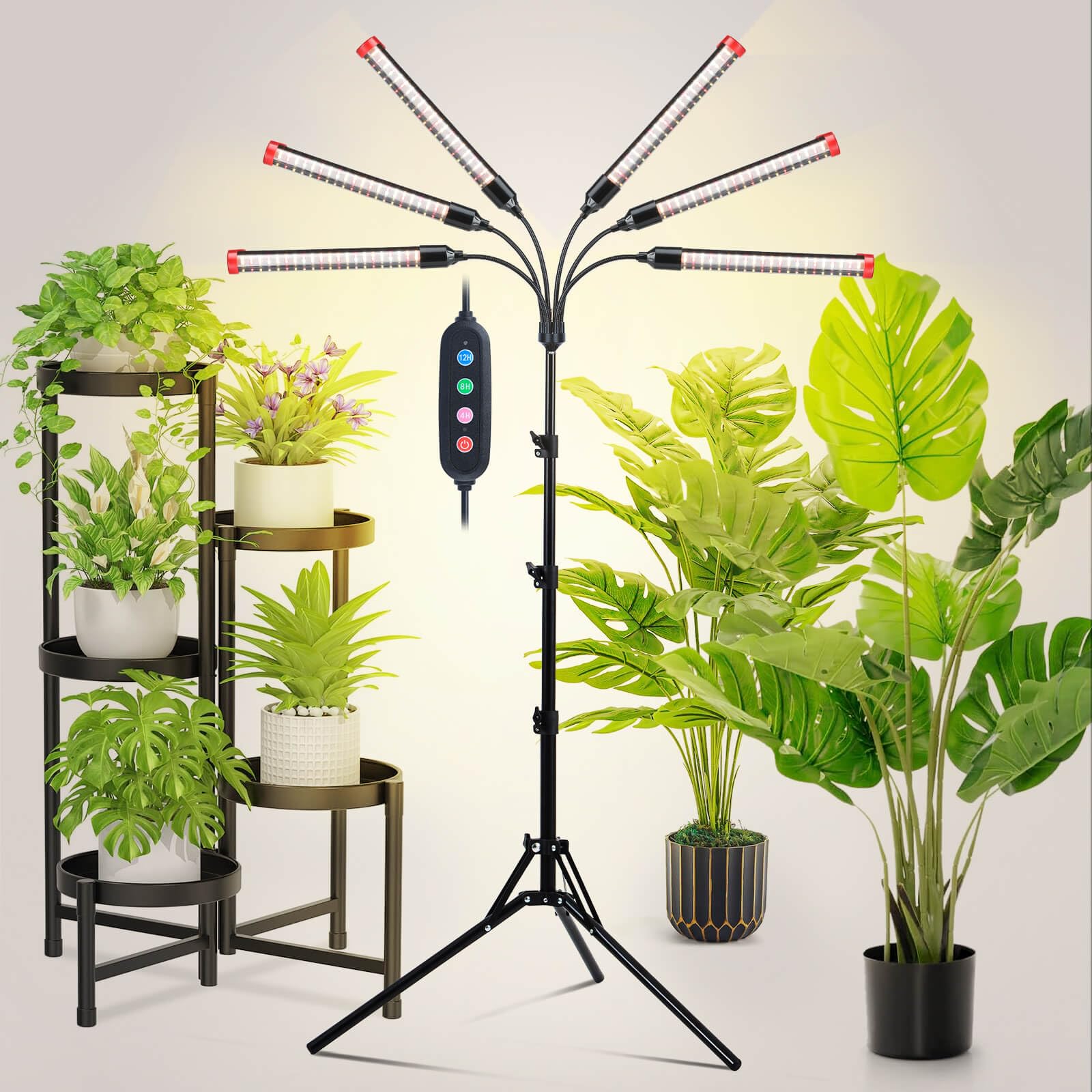 2Pack Small Clip Grow Lights for Indoor Plants, Bonsai, Mini Full Spectrum Pot Plant Grow Light, 4/8/12/16/20H Timer, 9 Watt Power Draw, NO Need Adapter