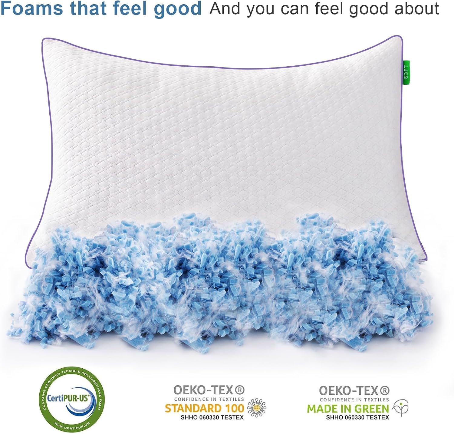 Favorland Cooling Bed Pillows King Size Set of 2 - Shredded Memory Foam Pillows for Sleeping 2 Pack - Gel Pillow Adjustable Firm Pillow Soft Pillows for Side Back Stomach Sleepers