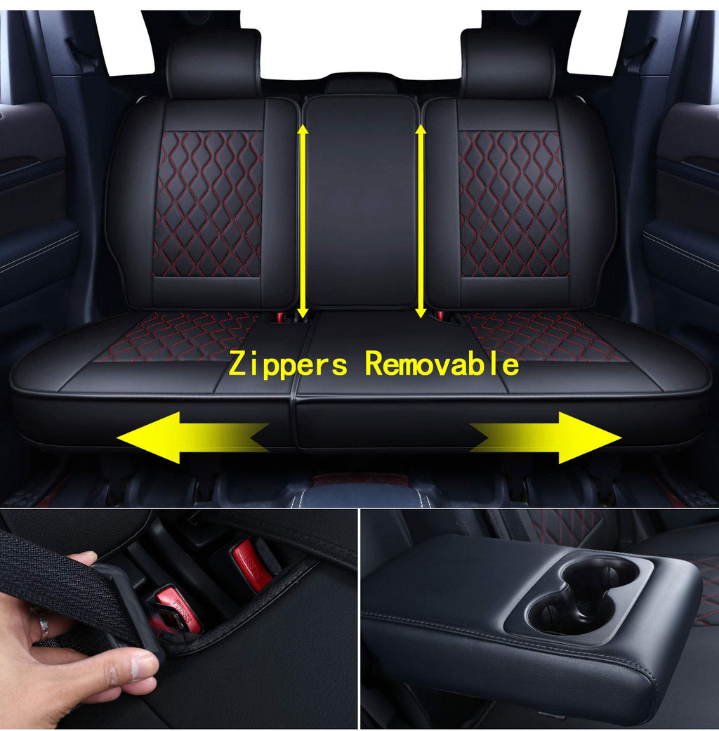 Huidasource Grand Cherokee Seat Covers, 2 Pieces Waterproof Leather Customized Car Seat Cushion Covers Protectors Compatible with Jeep Grand Cherokee 2011-2022 (2Pcs Front/Black)