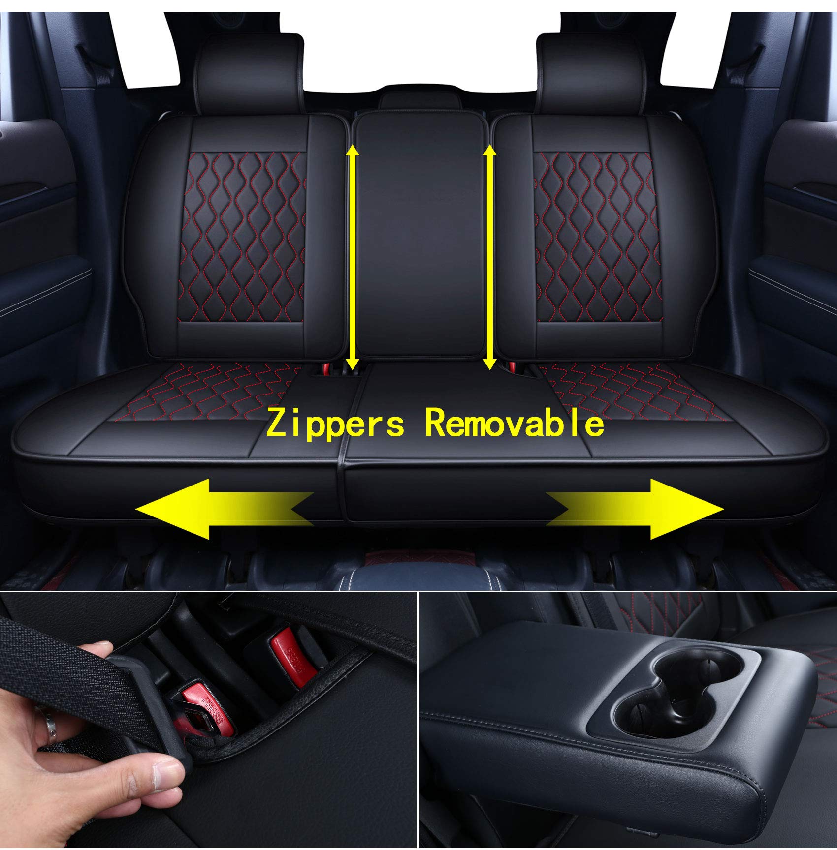 Huidasource Grand Cherokee Seat Covers, 2 Pieces Waterproof Leather Customized Car Seat Cushion Covers Protectors Compatible with Jeep Grand Cherokee 2011-2022 (2Pcs Front/Black)