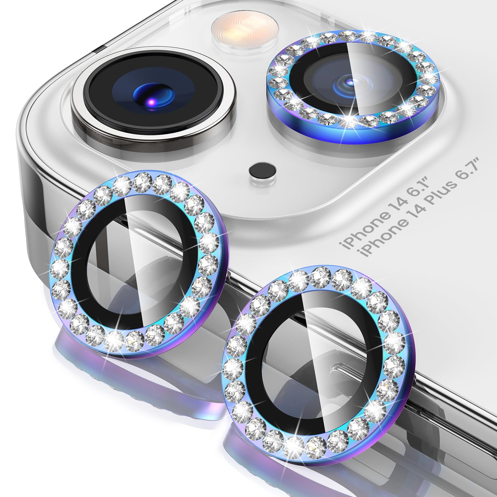 Tensea for iPhone 13 mini/iPhone 13 Camera Lens Protector, 9H Tempered Glass Camera Cover Screen Protector Metal Individual Ring for iPhone 13mini 5.4 inch /13 6.1 inch