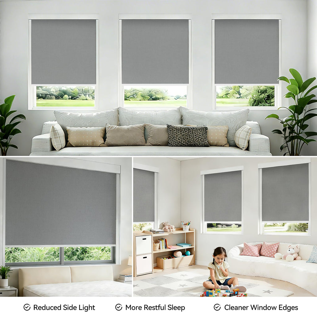 ZSTARR PVC Light Blockers Blackout Light Blockers Side Tracks for Window Shades Blinds Side Tracks for Blackout Shades Easy to Install Light Blocking Strips for Bedroom (Black, 58",2Pcs)