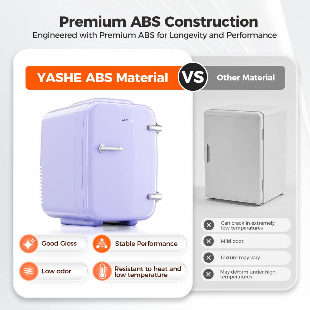 YASHE Mini Fridge, 4 Liter/6 Can Mini Makeup Fridge, 110V AC/ 12V DC Portable Thermoelectric Cooler&Warmer for Skincare, Drink, Cosmetic, Medicine, Small fridge for Bedroom, Office, Dorm, Car, Black