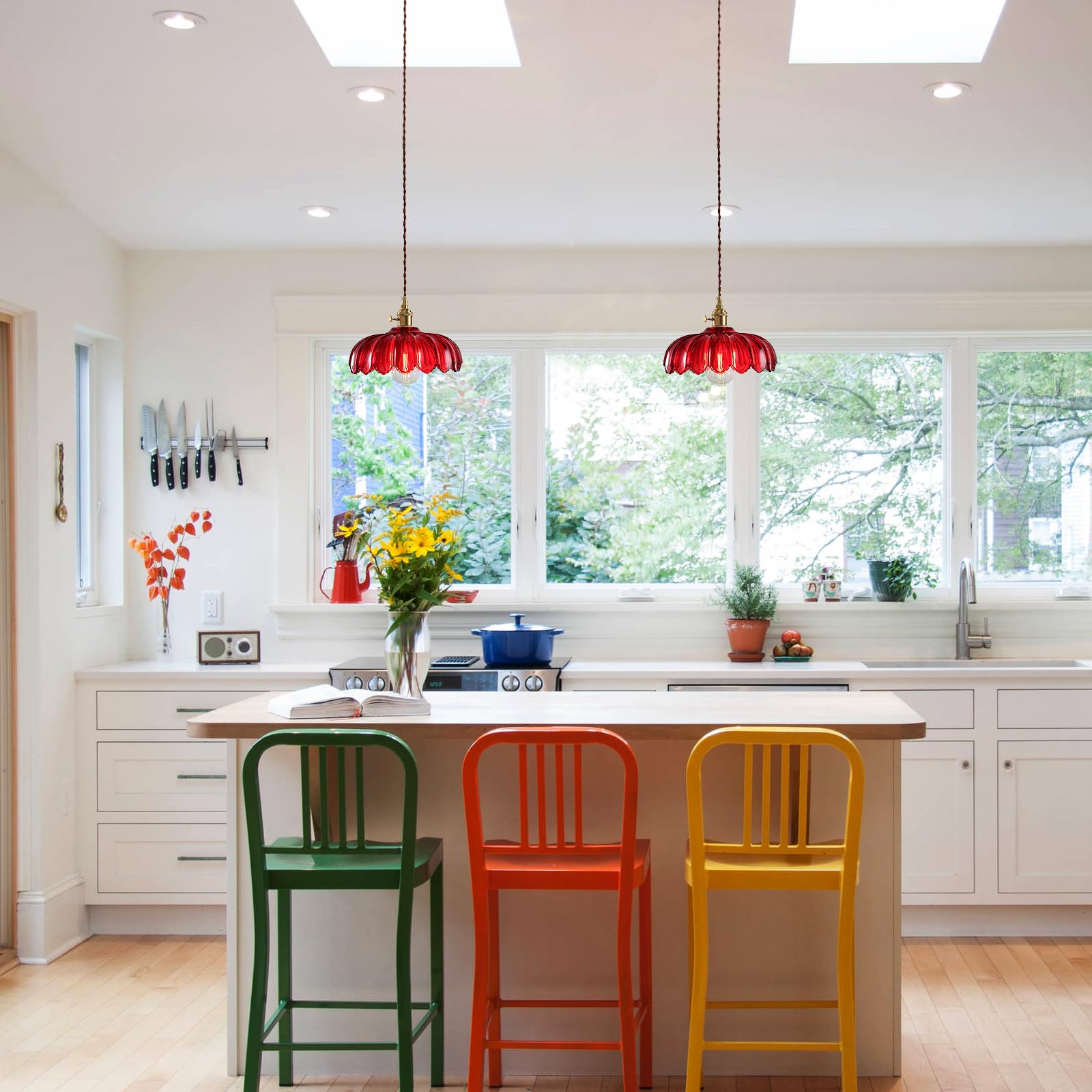 XZHGCEE Plug in Pendant Light: Amber Hanging Lamp Plug in Pendant Lamp, Glass Pendant Lighting for Kitchen Island, Bedroom, Dining Room, Living Room, No Bulb