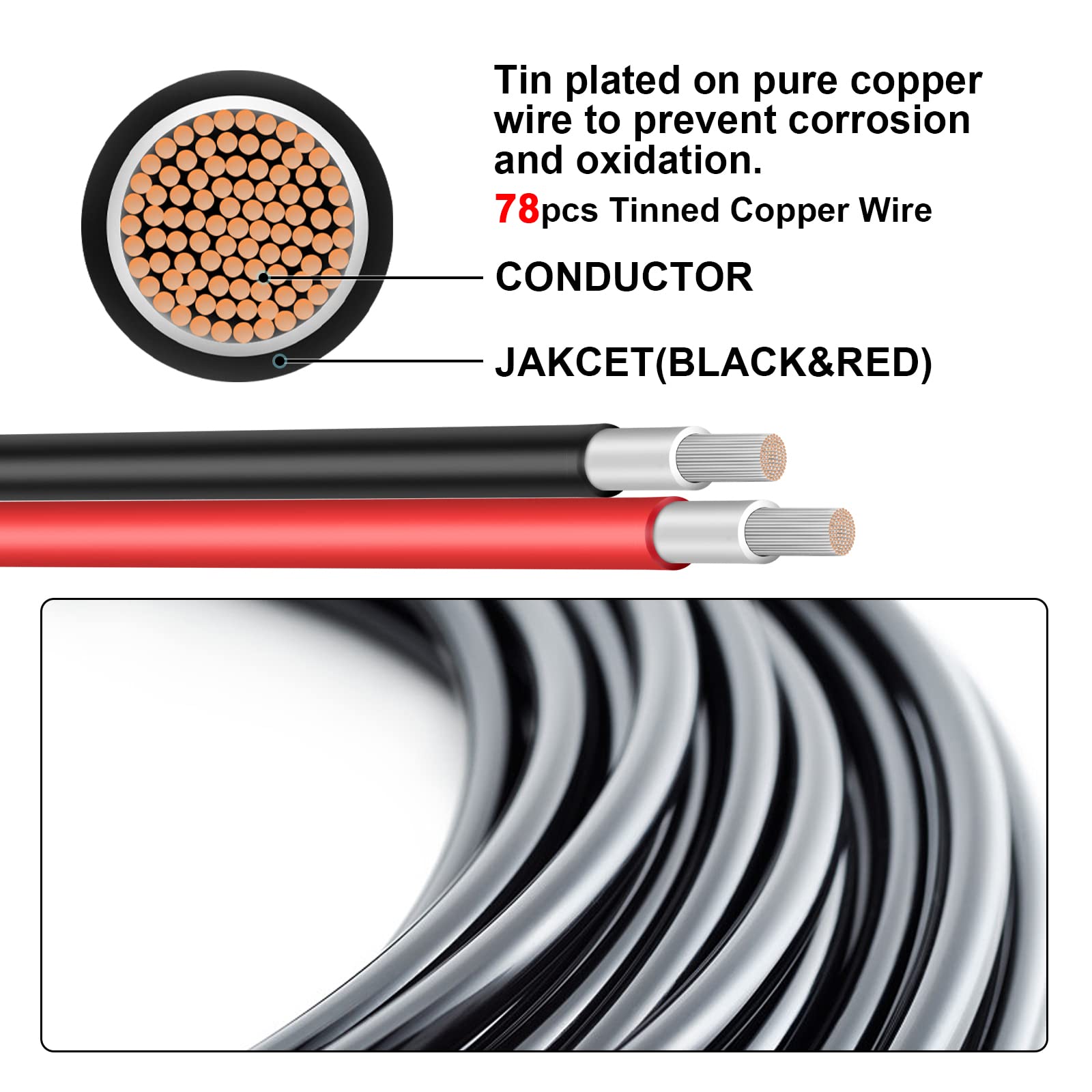 3FT 10AWG Solar Panel Extension Cable with Female and Male Connectors, Solar Cable for Solar Panels, Charge Controllers and Solar Generator (10AWG, 3FT)