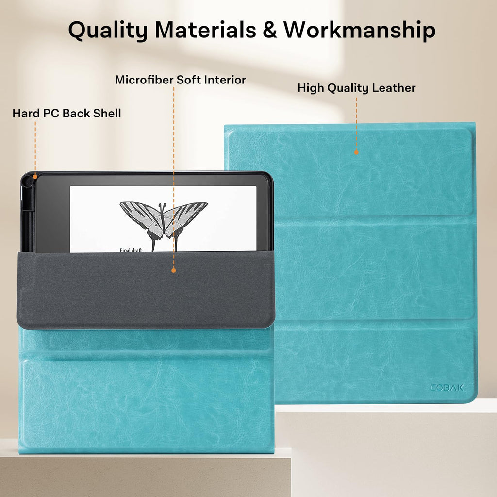 CoBak Stand Case for Kindle Scribe - Premium Folio Leather Cover with Pen Holder, Auto Sleep/Wake - Compatible with 10.2 Inch Kindle Scribe (2022/2024 Release)