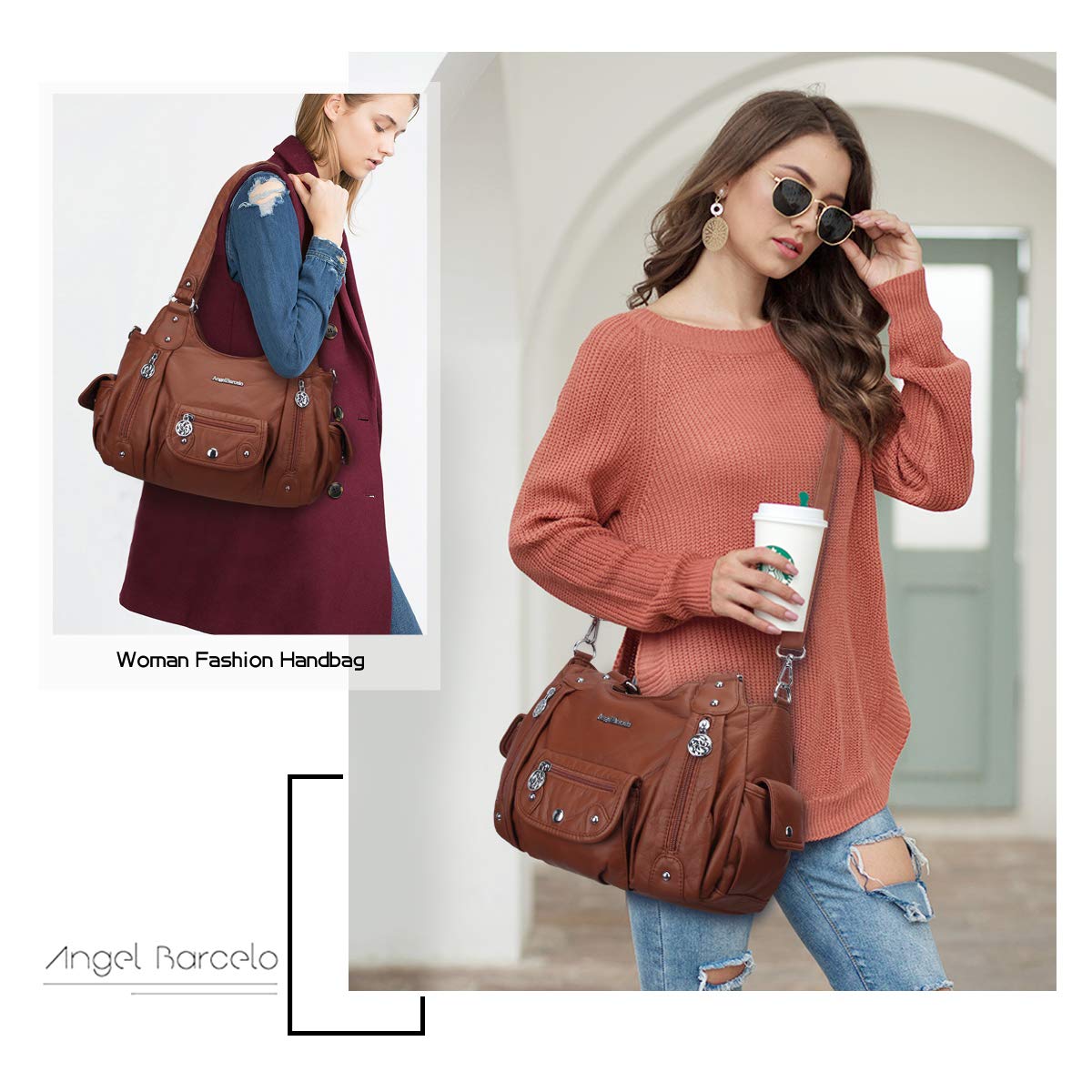Angel Barcelo Purses for Women Soft PU Leather Shoulder Bag Crossbody Purse and Handbags