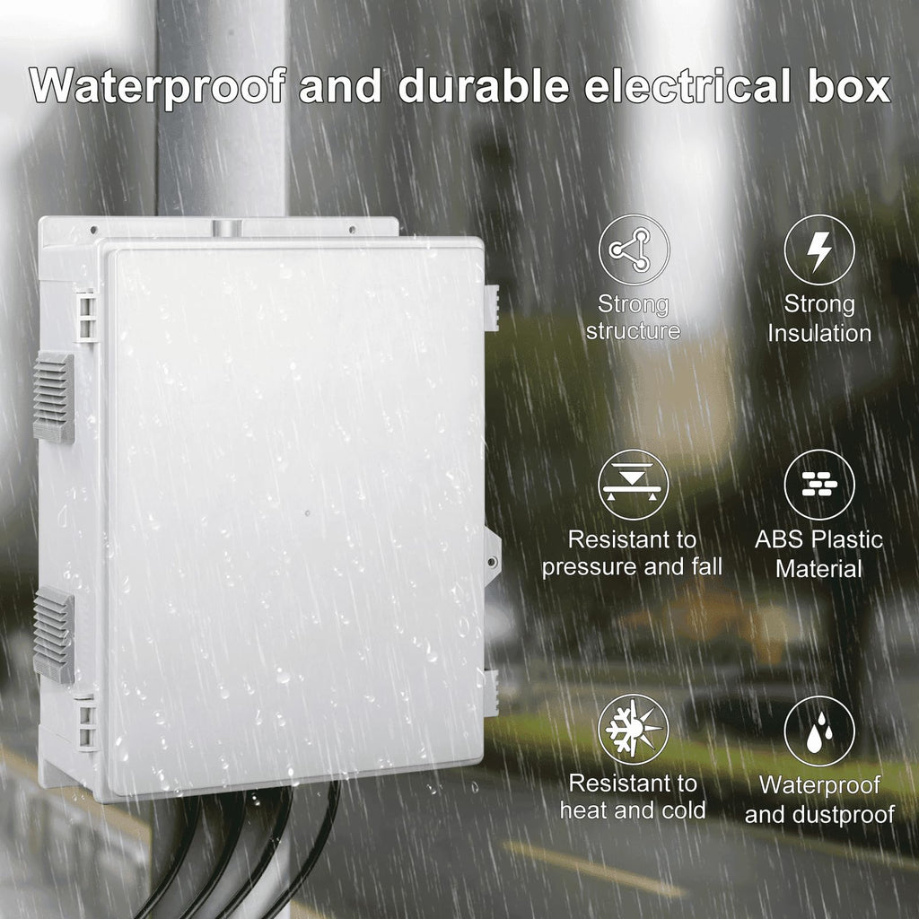Namunanee Outdoor Electrical Junction Box, ABS Water Resistant Enclosure with Internal Mounting Panel & Hinged Cover, 9.2" H* 7" L* 4.6" W