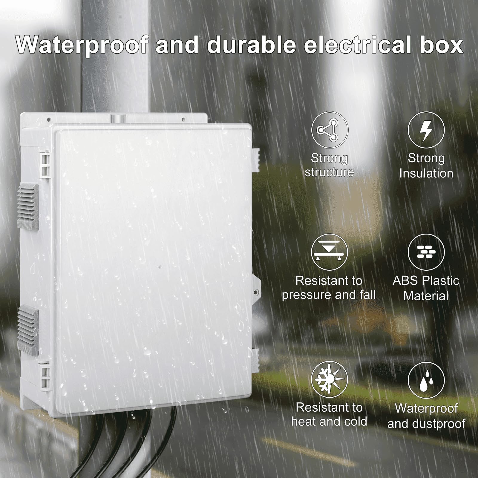 Namunanee Outdoor Electrical Junction Box, ABS Water Resistant Enclosure with Internal Mounting Panel & Hinged Cover, 9.2" H* 7" L* 4.6" W