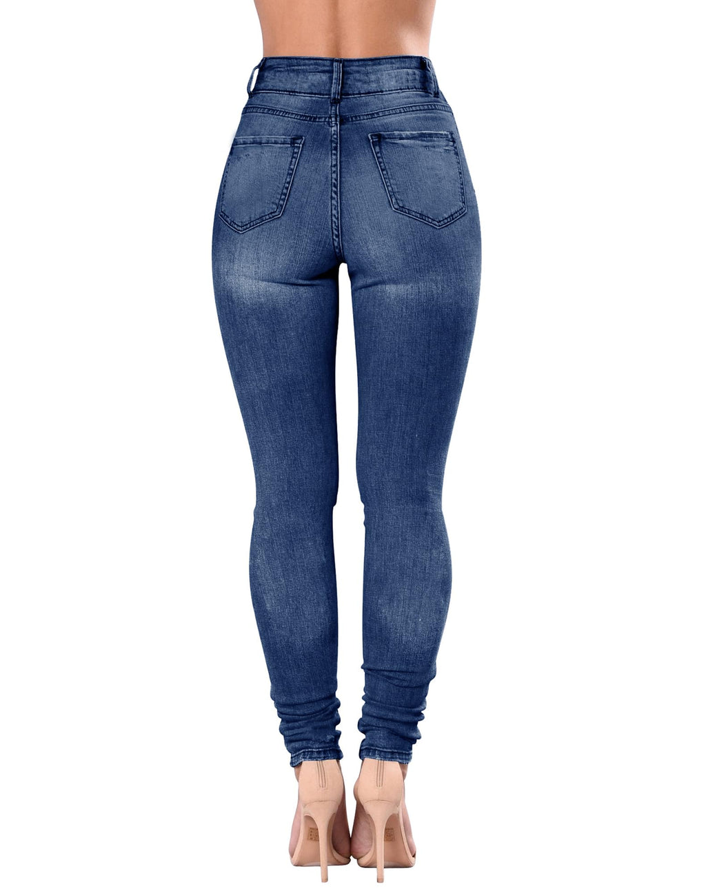 Qazel Vorrlon Women's High Waisted Jeans for Women Ripped Skinny Stretch Distressed Jeans High Rise Butt Lifting Demin Pants
