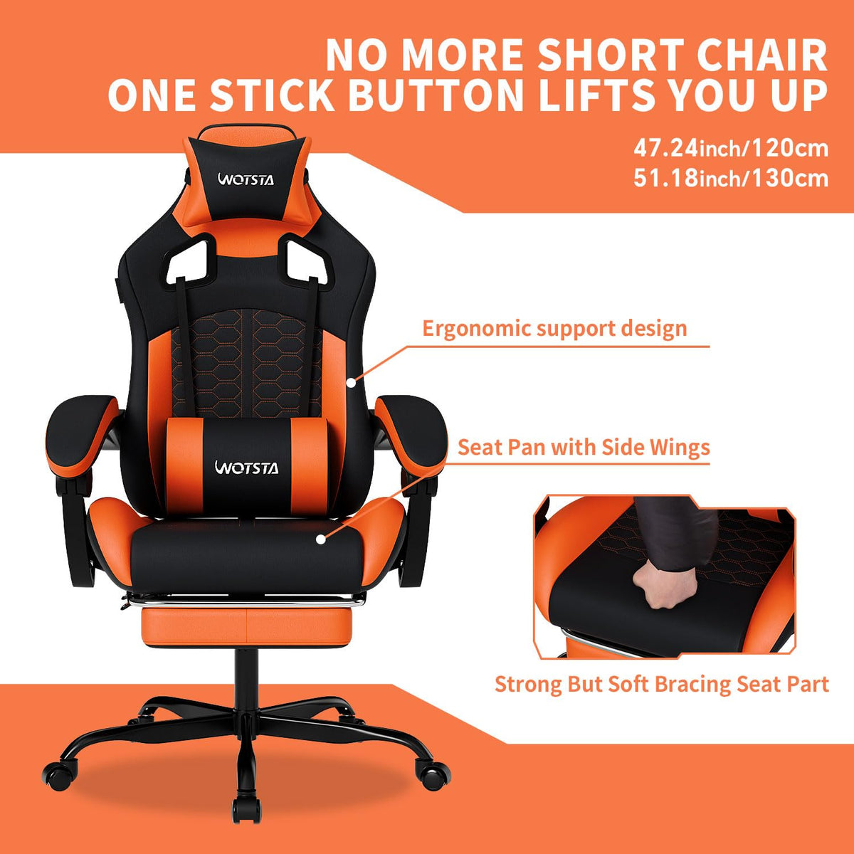 Gaming Chair with Footrest,High Back with Massage Reclining Computer Chair， Big and Tall Racing Gaming Chair Ergonomic Game Chair for Adults PVC Leather (Red)