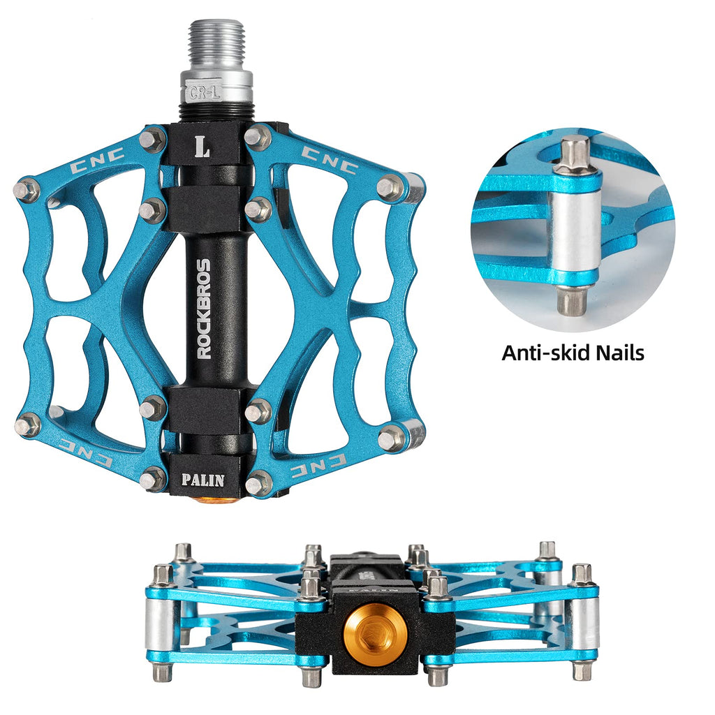 ROCKBROS Mountain Bike Pedals MTB Pedals CNC Non-Slip Lightweight Aluminum Alloy Bicycle Pedals Sealed Bearings Bicycle Platform Pedals 9/16" BMX Road Bike Pedal