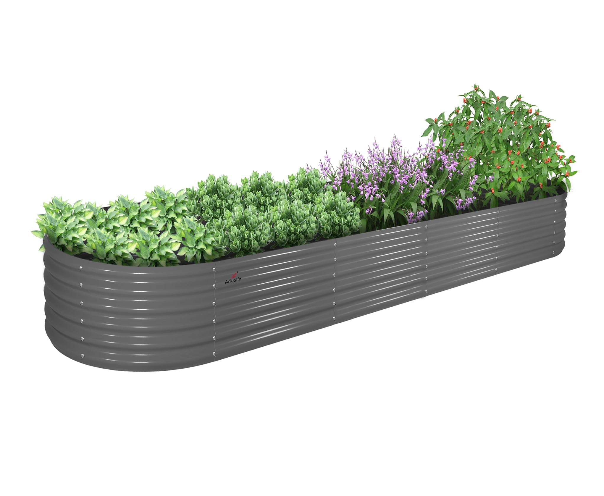 A ANLEOLIFE 2-Pack 3ft x 24” Tall Galvanized Raised Garden Beds Outdoor, Round Metal Planter Box for Planting Vegetables Flowers Herb, Anti-Rust & Easy-Setup, Quartz Grey