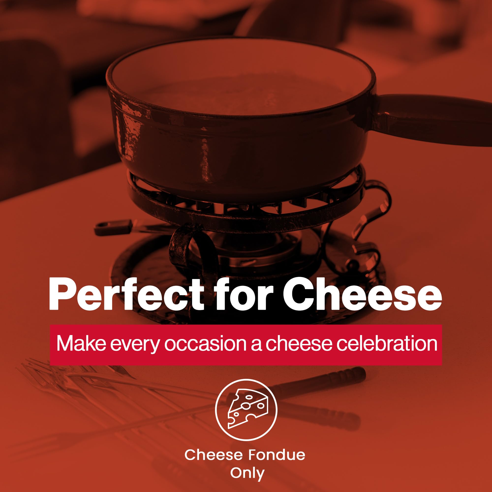 Swissmar Lugano Cast Iron Cheese Fondue Set, 9-Piece, 2 QT / 2 L - Ideal for Melting Cheese, Chocolates, Caramel, & More - Perfect for Kitchen Collection & Gift Giving - Matte Black