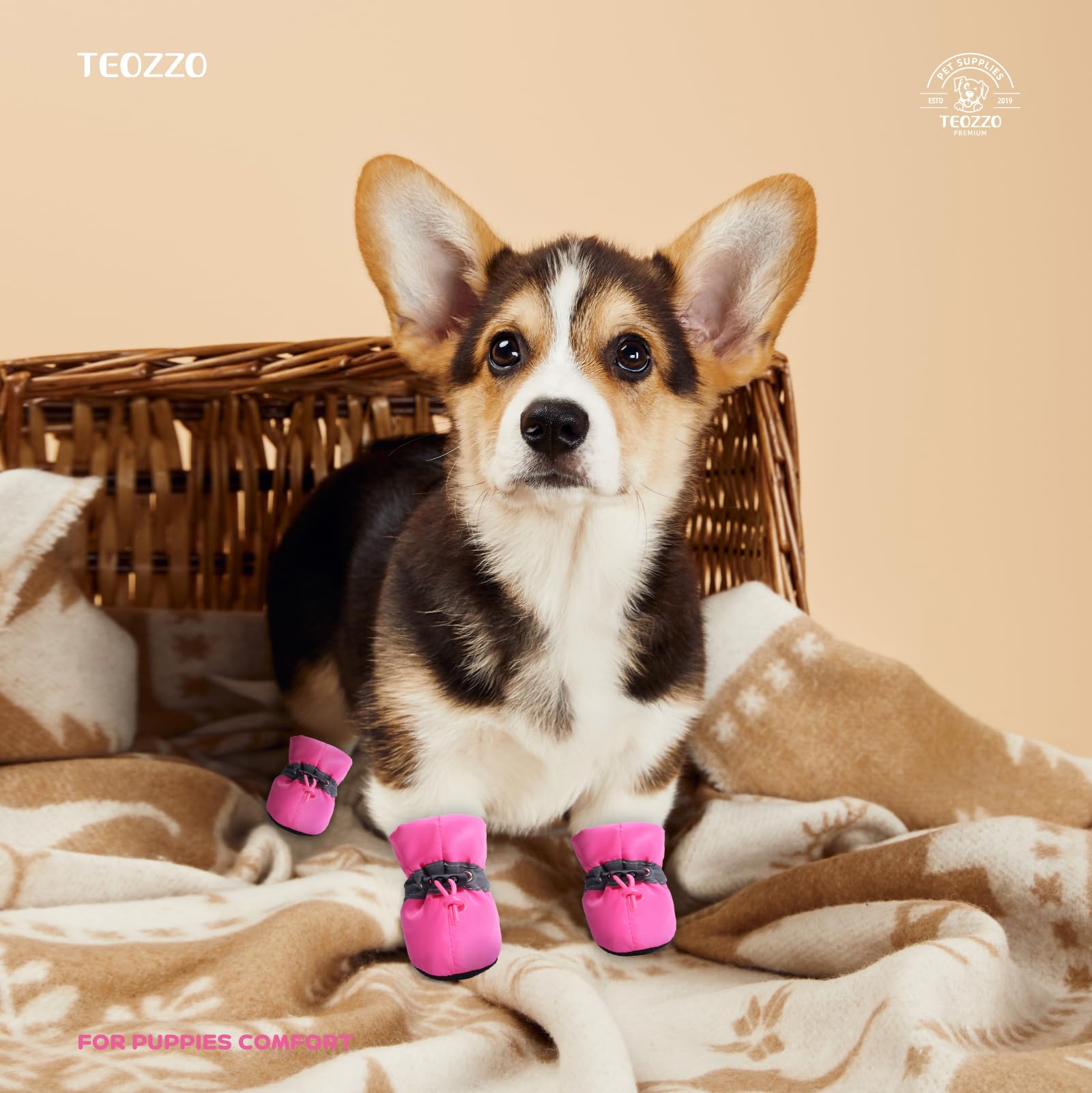 Dog Shoes for Hot Pavement, Summer Dog Boots & Paw Protector, Anti-Slip Sole Dog Booties with Reflective Straps Dog for Small Medium Dogs 4PCS (A-Pink, Size 3: 1.37"(Width))