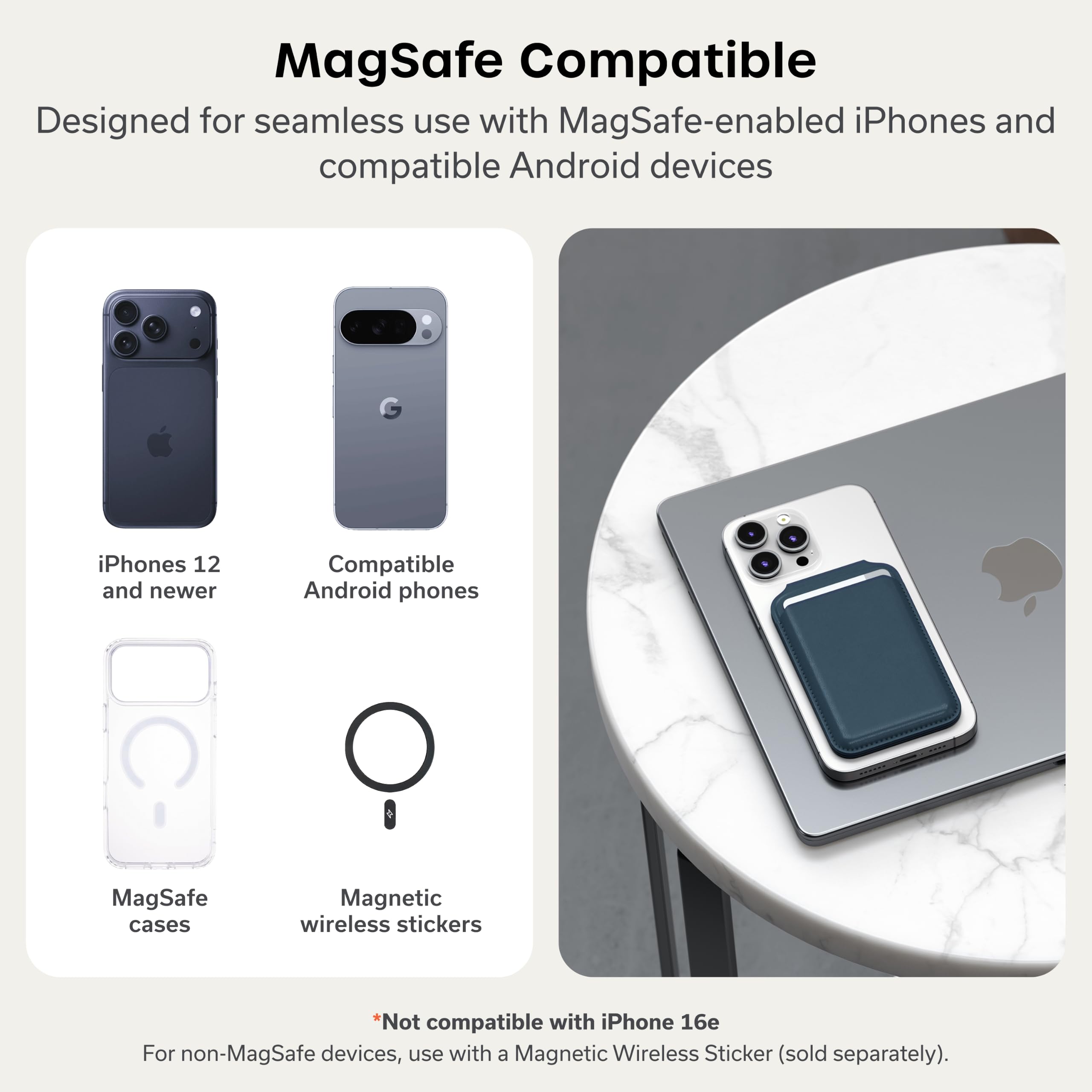 Satechi Magnetic Magsafe Wallet, Double Flap Stand Card Holder, 4 Slots with Front NFC Pass-Through, Adjustable Phone Attachment for iPhone 17/16/15/14/13/12, Travel Accessory