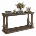 Signature Design by Ashley Mallacar Rustic Cottage Rectangular Sofa Table with Floor Shelf, Black