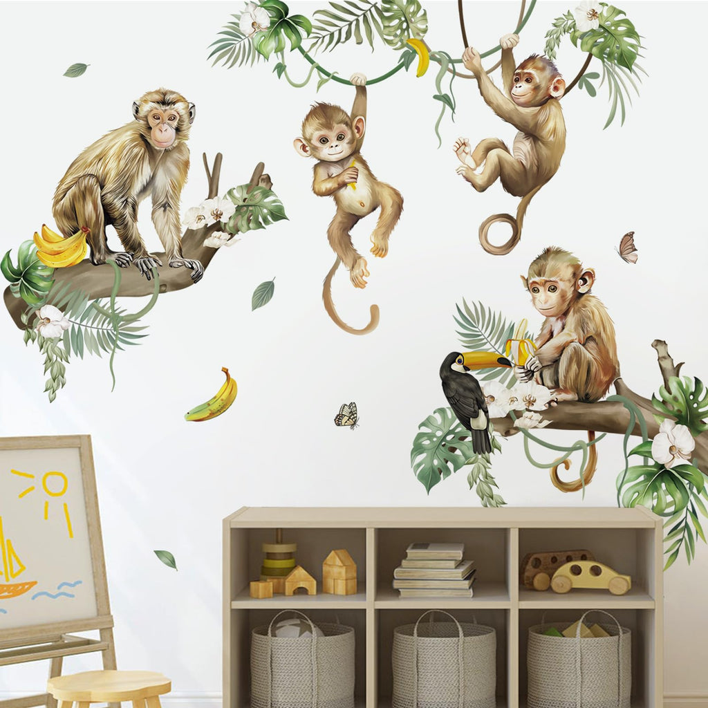 decalmile Jungle Animals Safari Wall Decals Lion Monkey Koala Wall Stickers Baby Nursery Kids Room Toddler Room Wall Decor