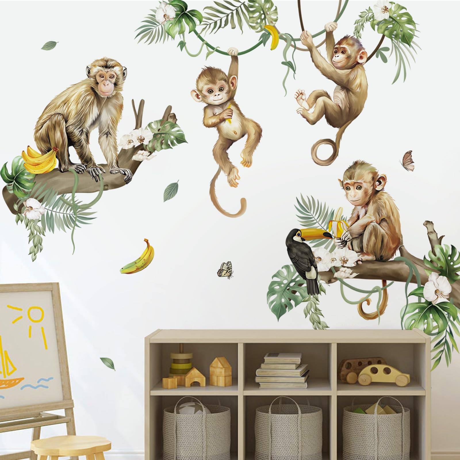 decalmile Jungle Animals Safari Wall Decals Lion Monkey Koala Wall Stickers Baby Nursery Kids Room Toddler Room Wall Decor