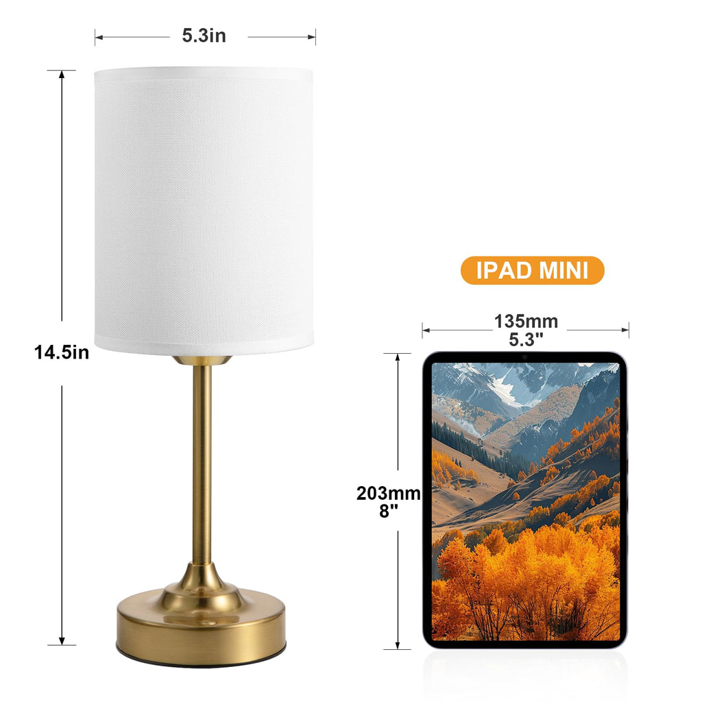 Touch Control Cordlss Table Lamp, USB-C Rechargeable Lamp with Stepless Dimming, 4000mAh Battery Operated Bedside Lamp for Bedroom, Living Room, Night Light & Emergency Lighting, Black, 1 Pack