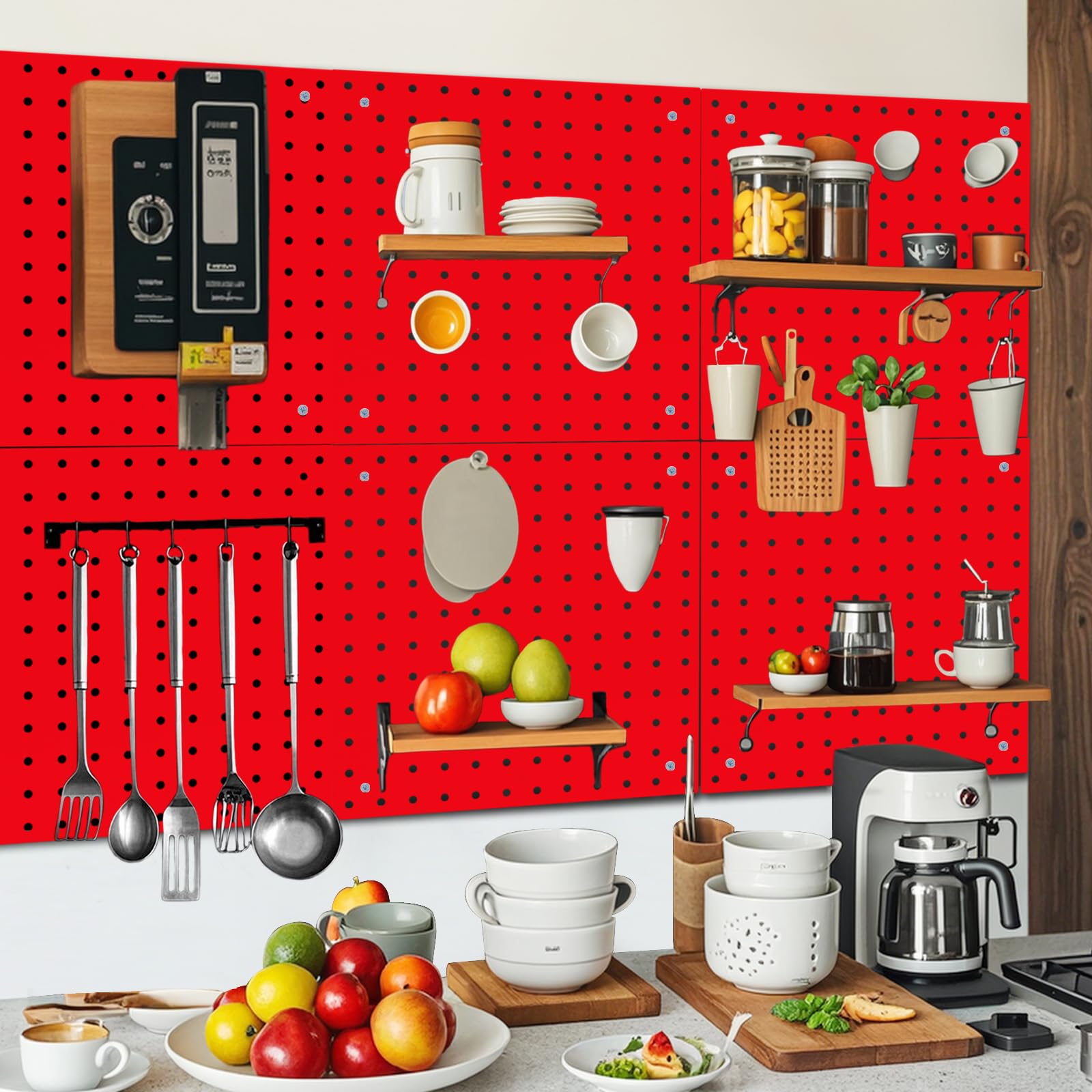 Peg Board,Steel Organization Panels, Ideal for Garage Tool Storage, Office Organization, Craft Room, Kitchen,Pack of 4 (Black, 4-12X12)