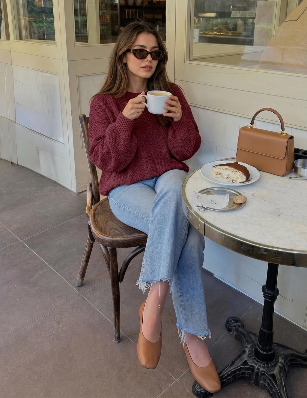 MEROKEETY Sweaters for Women Fall Winter 2026 Oversized Pullover Spring Crew Neck Long Sleeve Heathered Knit Tops