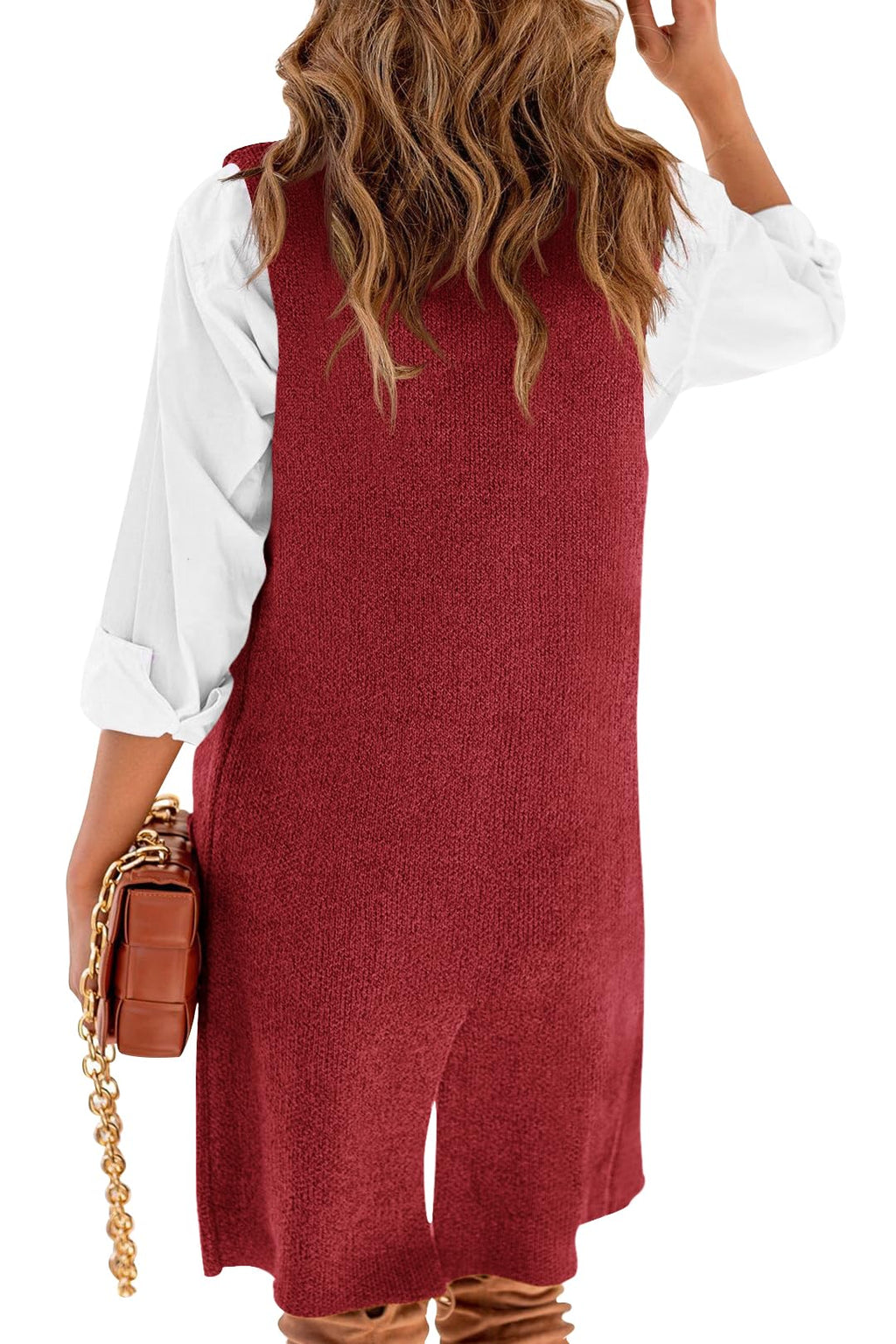 Danedvi Women Open Front Lapel Collar Cardigan Vest Button Down Long Sweaters Cardigan Solid Outerwear Coats