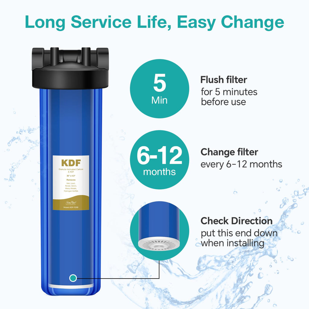 SimPure Whole House Water Filter Cartridges 5 Micron 10" x 4.5" CTO Activated Carbon Block, For DB10P, DB10C-2, GE GXWH40L, GXWH35F, BB10, FXHTC, FC15B, 2 Pack