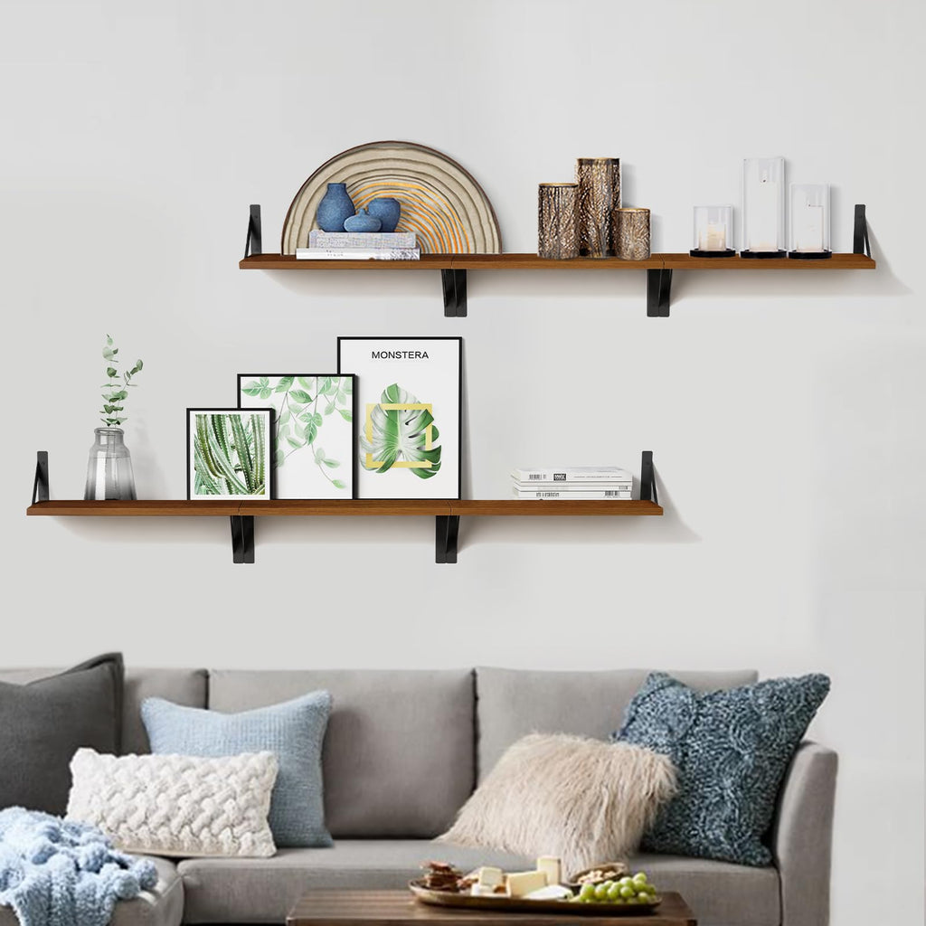 Forbena 12 Inch Deep Floating Shelves for Wall, Wide Black Wall Mounted Shelves for Bedroom Office Books Plants, Large Hanging Shelf for Living Room Bathroom Kitchen Closet Pantry Storage (3-Pack)