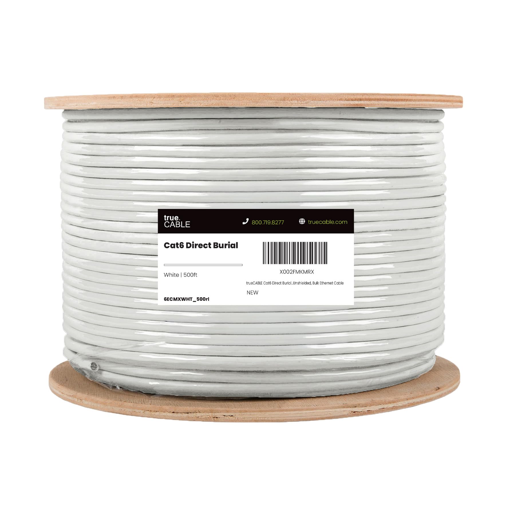 TRUE CABLE Cat6 Direct Burial Outdoor Bulk Ethernet Cable, Shielded F/UTP, 500ft, Brown, 23AWG Solid Bare Copper, Heavy Duty Outdoor, OSP Jacket, Waterproof, UV, 550MHz, PoE++ 100W (4PPoE)