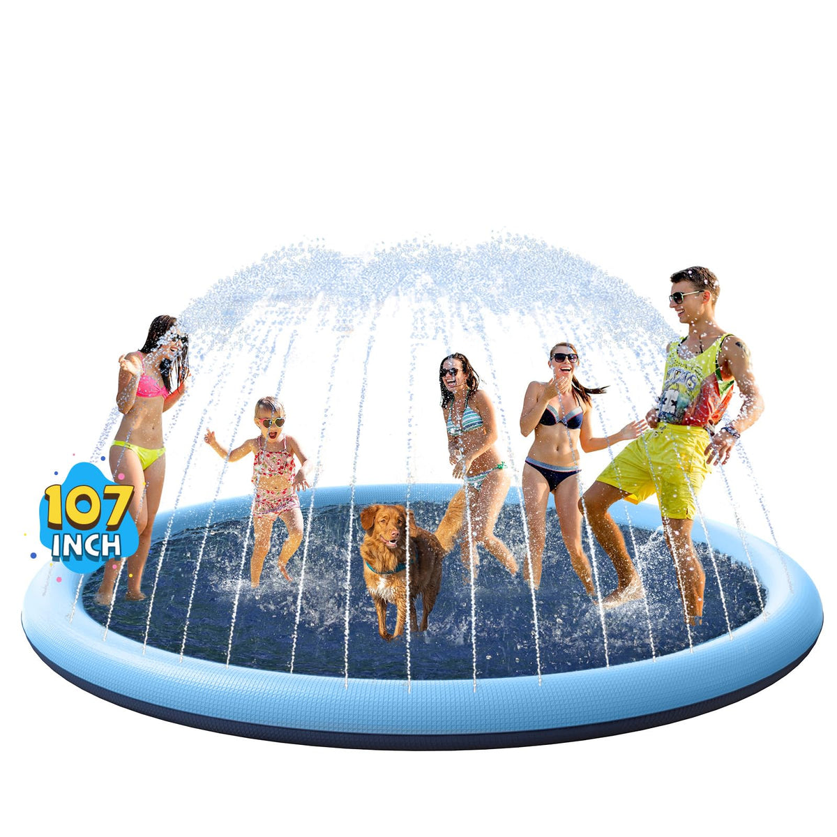 VISTOP 67" Non-Slip Splash Pad for Kids and Dogs, Thickened Sprinkler Pool for Toddlers, Outdoor Backyard Water Toys, Fun Fountain Play Mat for Babies, Children & Pets Blue