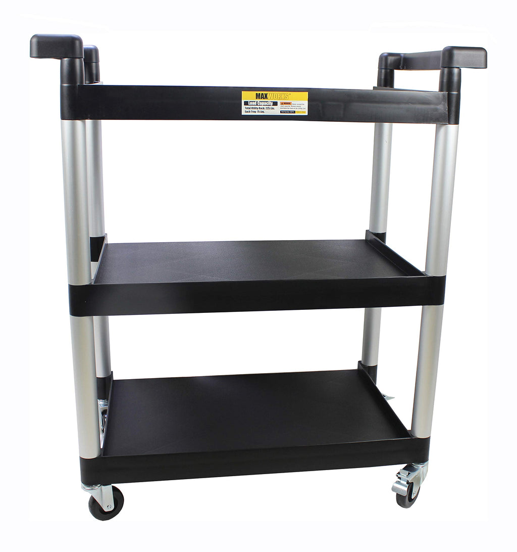 MaxWorks 50993 500-lb Utility Service PP Cart with Two Trays and Wheels 40 inch x 17 inch Overall Dimensions