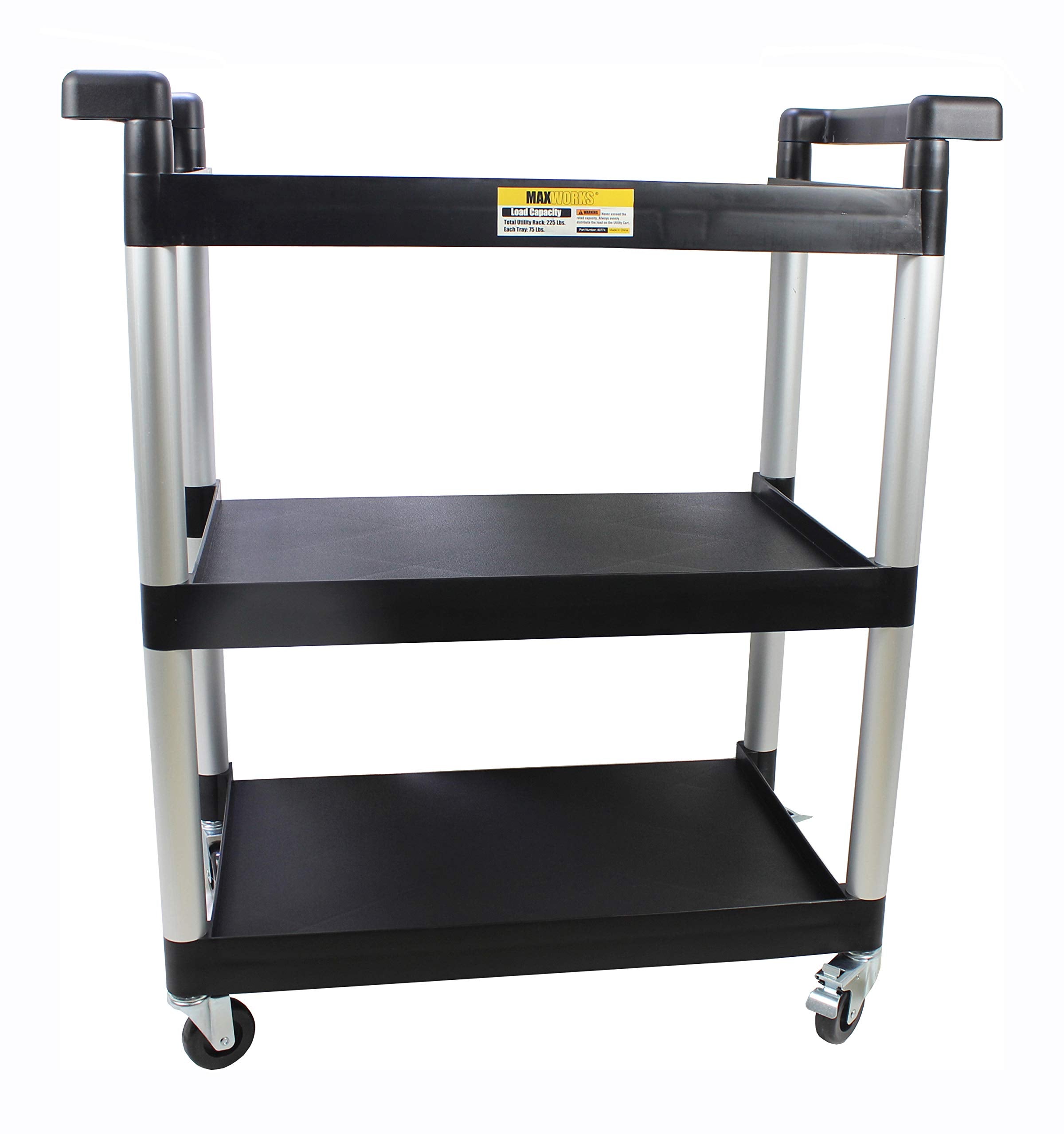 MaxWorks 50993 500-lb Utility Service PP Cart with Two Trays and Wheels 40 inch x 17 inch Overall Dimensions
