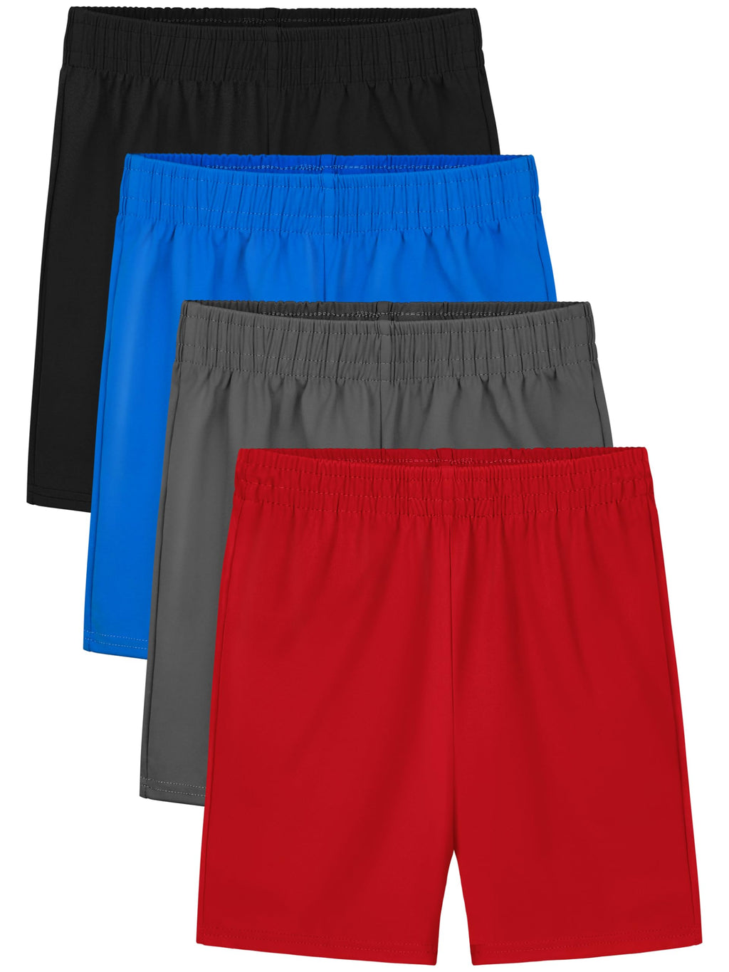 Resinta 4 Pack Toddler Boy Shorts Elastic Waist Boys Athletic Basketball Soccer Shorts Summer Pull-On Comfort for Playwear