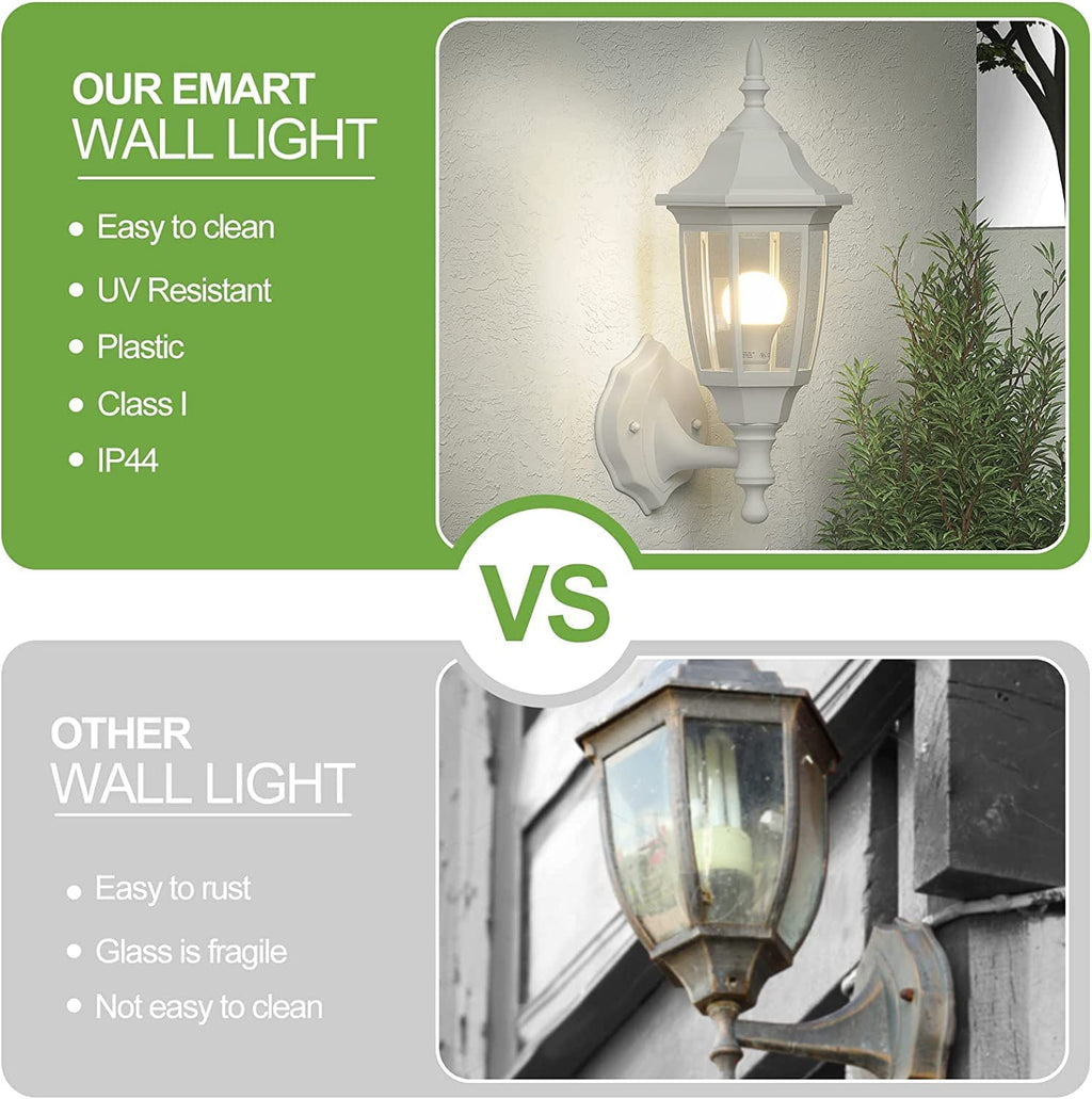 EMART Dusk to Dawn Plastic Outdoor Wall Light Fixtures with Bulbs, Waterproof and Anti-Corrosion Porch Sconces, Exterior Lanterns Wall Mount Lamp for Outside, Garage, Front Door, Patio, 1 Pack, Black