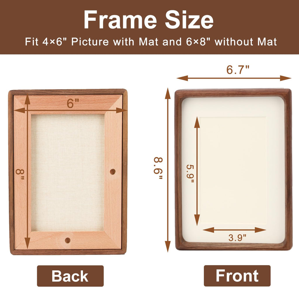 Mini Wood Picture Frame,Small Picture Frames 2x3 with Tiny Mat | Cute Polaroid Picture Frame,Teak Solid Natural Wood Tiny Photo Frame, Tabletop and Wall Mounting