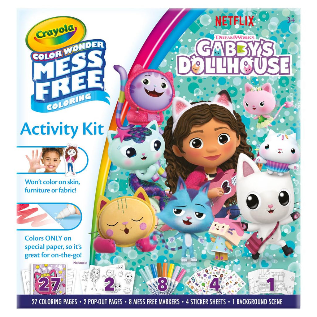Crayola Color Wonder Gabby's Dollhouse Activity Kit, Mess Free Coloring Set for Toddlers, Travel Activities & Toys, Gifts for Girls & Boys