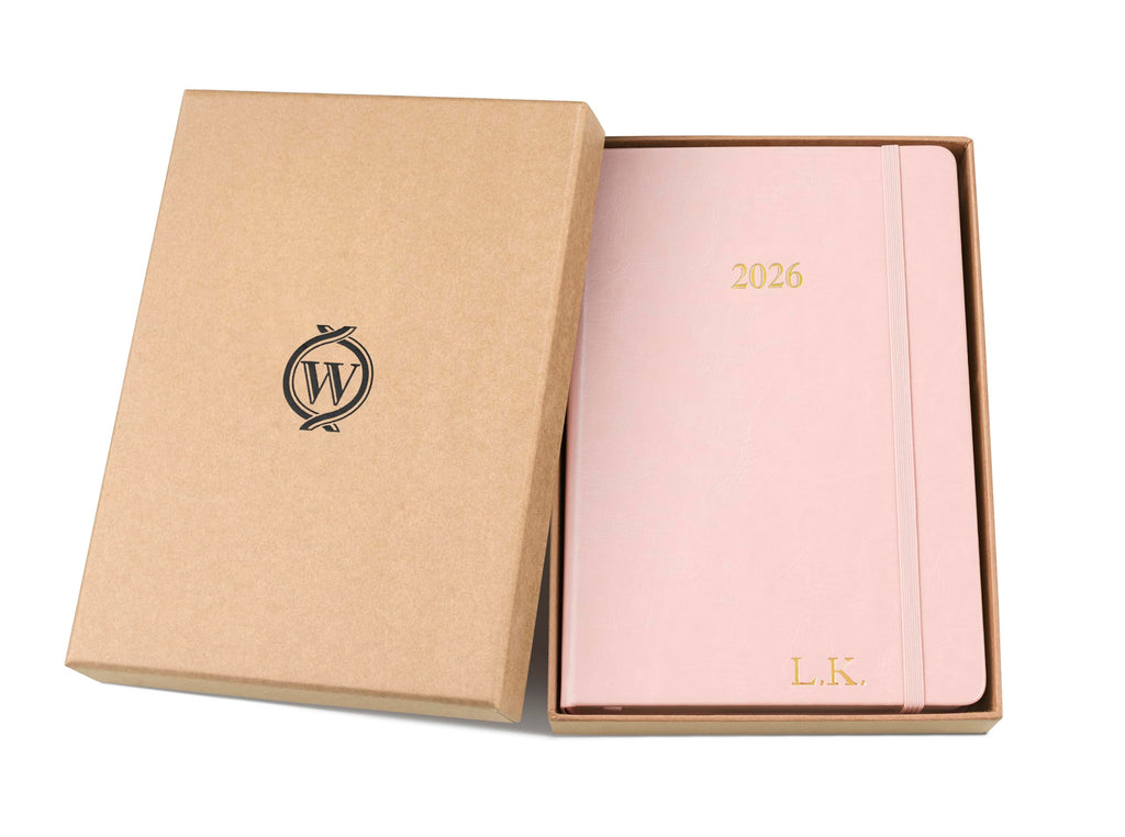 Wykeham's Executive 2026 Daily Journal Planner – US Public Holidays & Format – Customization Available (Brown, 6" x 4.5")