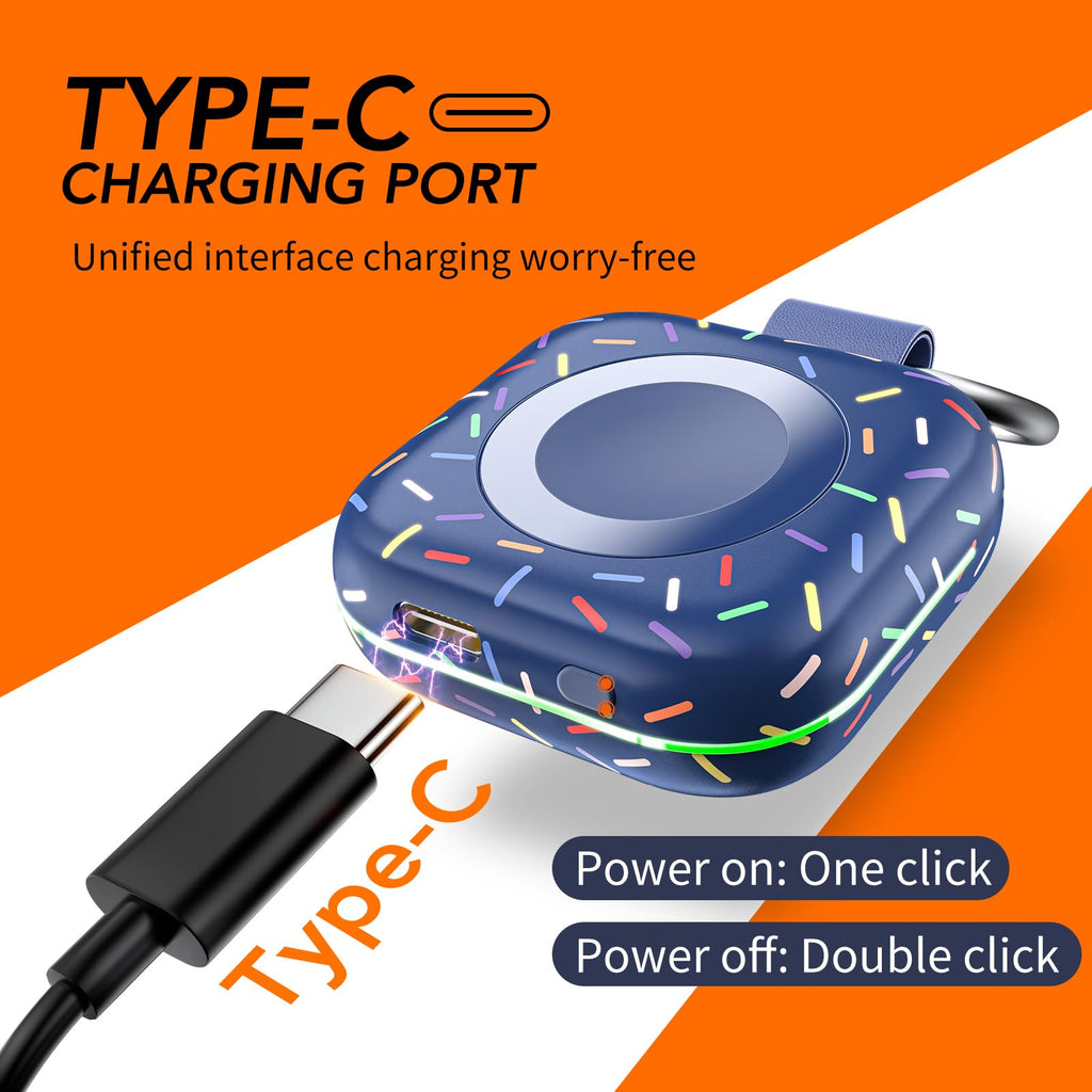 HUOTO Portable Charger for Apple Watch,Wireless Magnetic iWatch Charger 1200mAh Power Bank Travel Keychain Accessories Smart Chargers for Apple Watch Series 11/10/9/8/7/6/SE/5/4/3/2/1/UItra/UItra 2