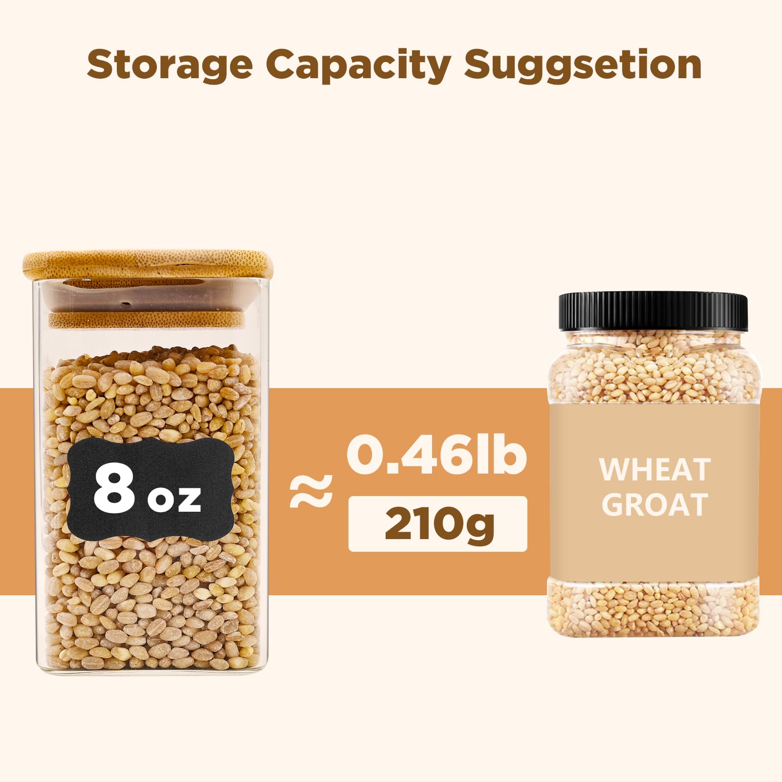 SHOWIN 73oz Glass Pasta Storage Jars, Tall Glass Jars with Bamboo Lids, Spaghetti Container, Set of 3, Kitchen Storage Containers for Pasta, Pantry Organizers