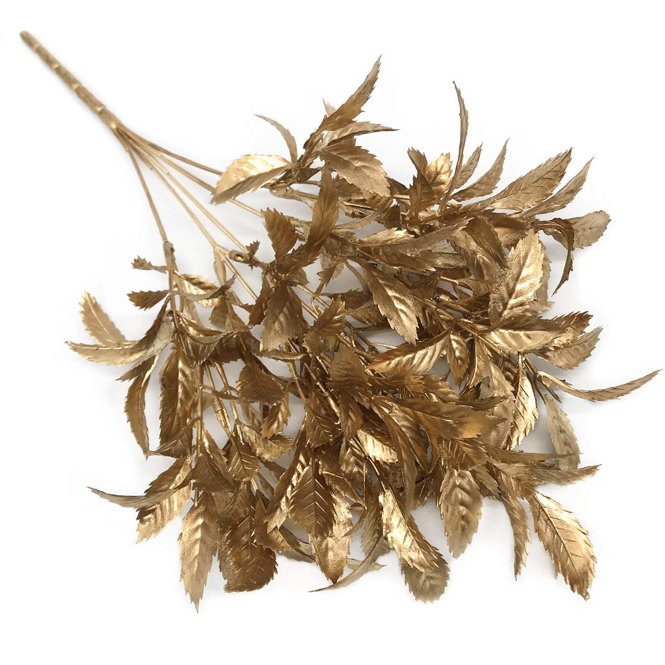 Christmas Decor Artificial Plants, PASYOU Gold Fake Antlers Plastic Grass Shrubs Leaves Indoor Outdoor Home Garden Party Hotel Verandah Wedding Event Faux DIY Decoration - 30 Inch Golden 2 Bunches