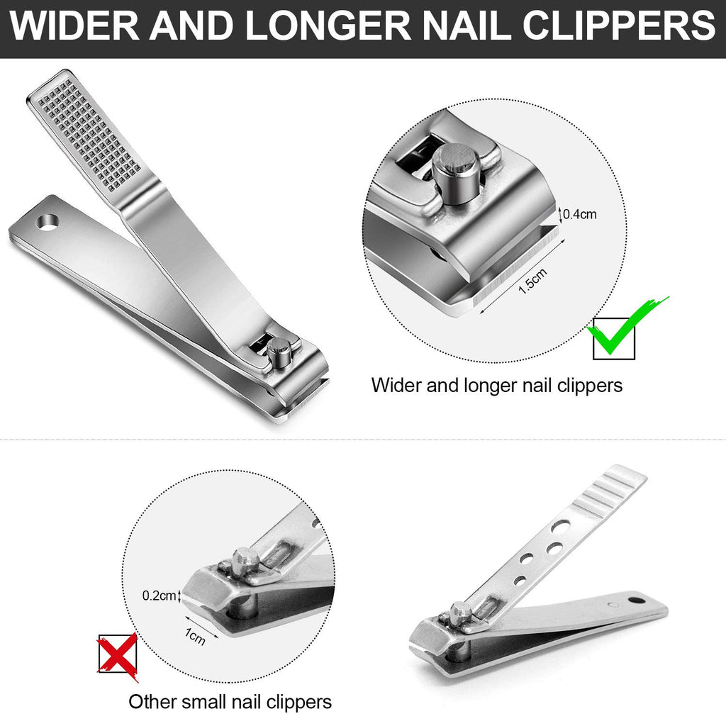 Mudder 6 Pcs Black Large Toenails Clippers Big Nail Clippers Straight Edge Toenails Cutters Stainless Steel Nails Trimmer Cutters for Men Women Thick Nails, Straight Sharp Blade and Anti-Slip Handle