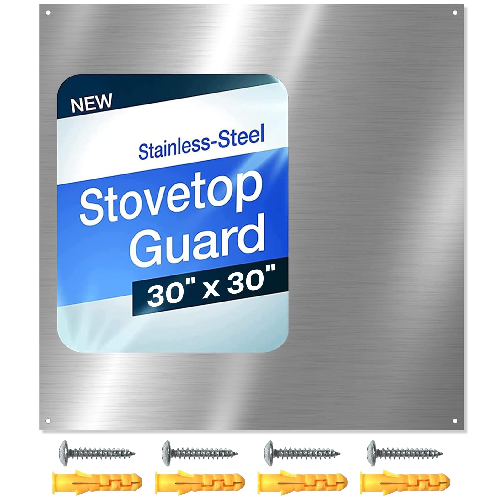 CALPALMY 30"x18" Metal Backsplash Panel for Stove – Reversible Metal Stove Backsplash Sheet with Pre-Drilled Holes, Easy-to-Clean Splatter Guard for Kitchen Walls, Includes Mounting Screws