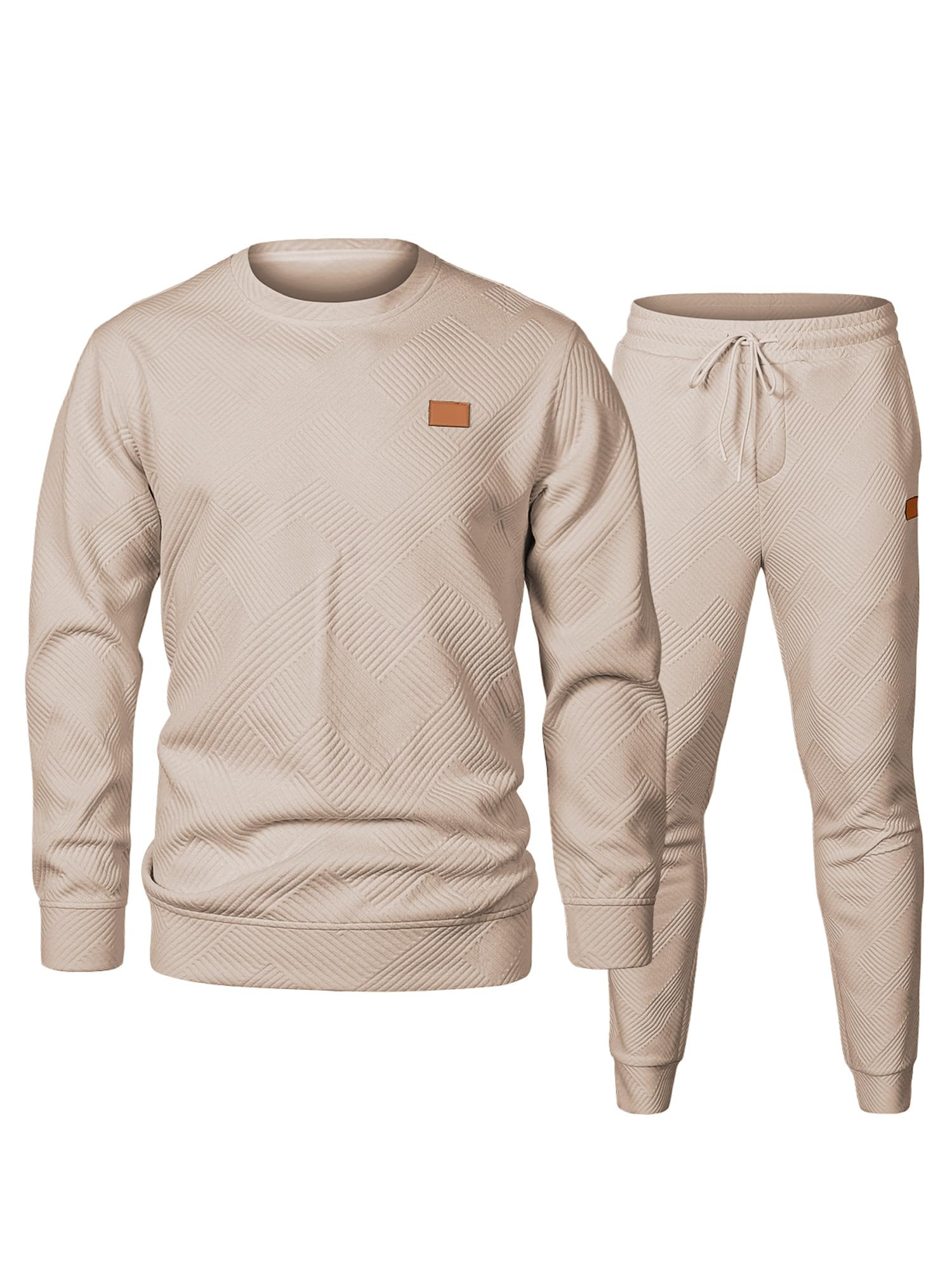 JMIERR Men's 2 Piece Outfits Knit Jacquard Pullover Sweatshirt Tracksuit & Joggers Sweatpants Sweatsuit Sets with Pockets