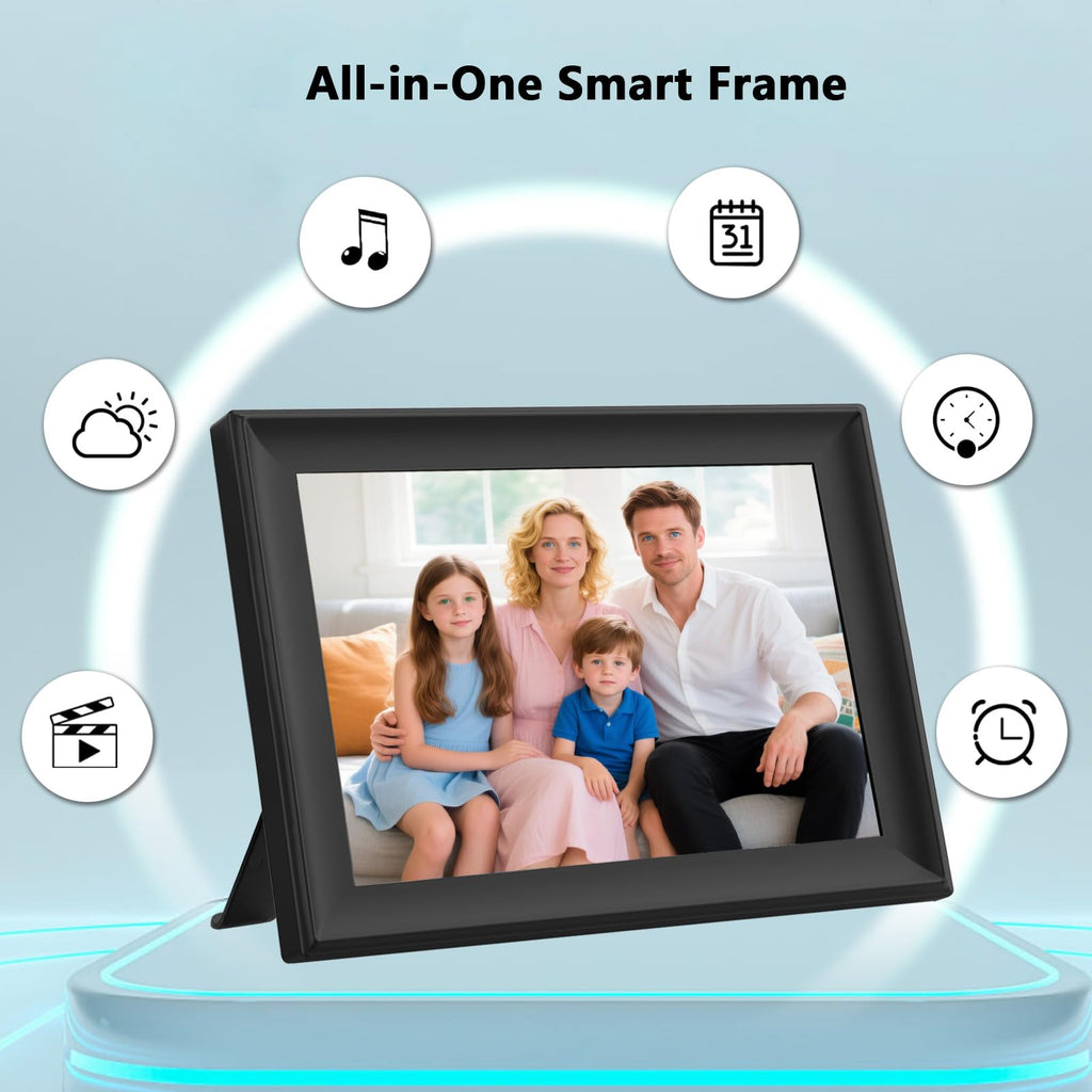 SSAWiFiFRAME Digital Picture Frame 10.1 inch WiFi Smart Photo Frame,1280 * 800 IPS Touchscreen Auto-Rotate, Built in 32GB Memory, 50 Photos /200MB Video Sharing via Free APP，Gift for Women/Mom