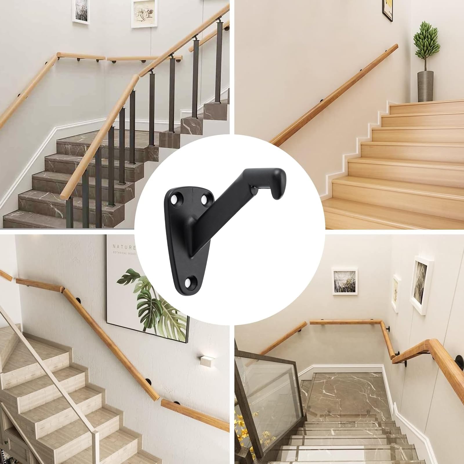 HOME MASTER HARDWARE Heavy Duty Handrail Stair Brackets Brass Staircase Hand Rail Bracket, Gold Finish, 1Pcs