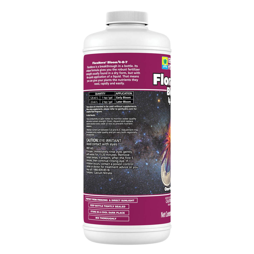 General Hydroponics HGC718805 FloraNova Grow 7-4-10, Robust Strength of Dry Fertilizer But in Rapid Liquid Form, Use for Hydroponics, Soilless Mixtures, Containers & Garden Grown Plants, 1-Gallon