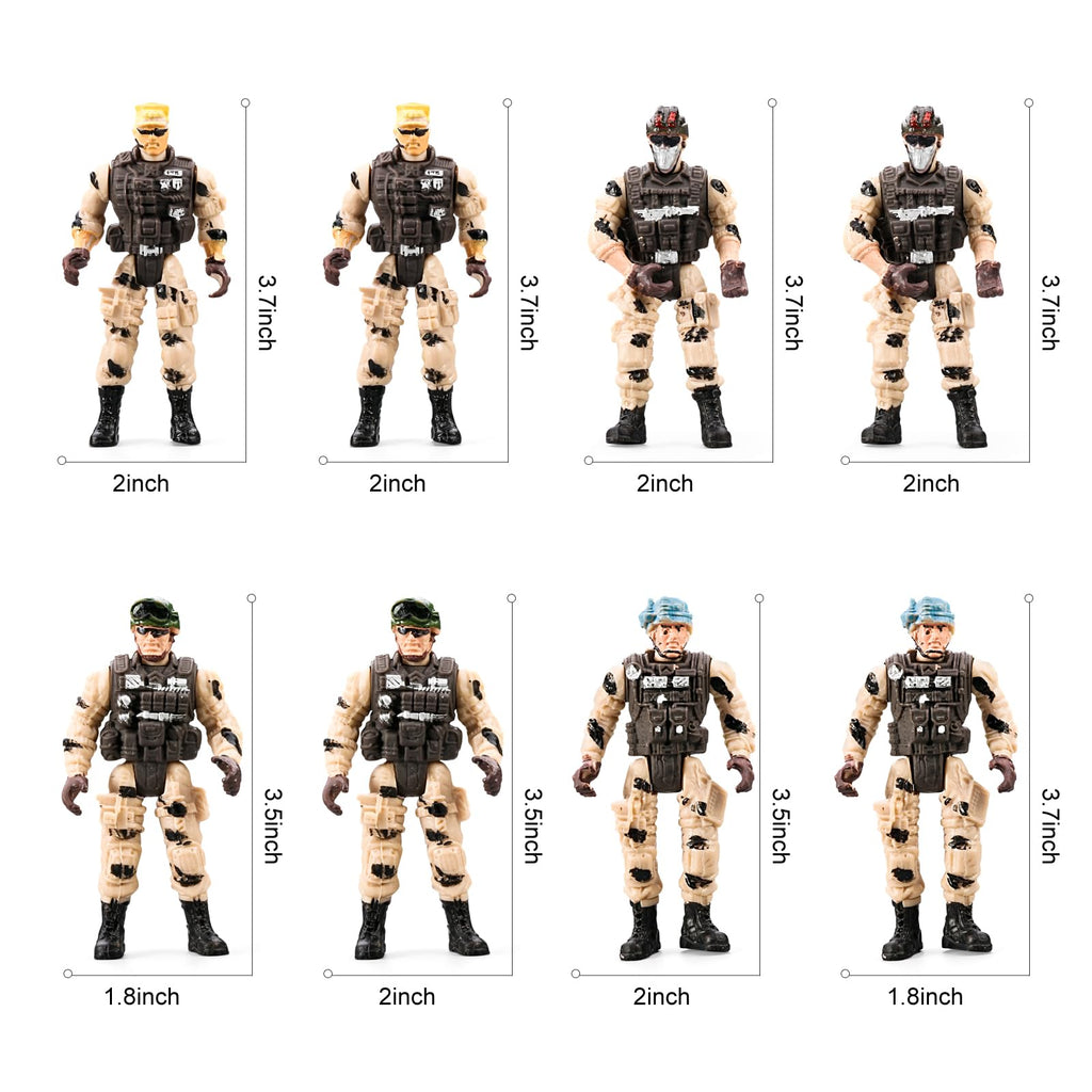56-in-1 Army Men Toys for Boys 4-7 6-8 8-12, Military Truck/Helicopter/Kayak Boat/Motorcycle/Army Men Action Figures/Weapon Gears, Army Toys for Boys Kids Birthday Gifts Party Favors