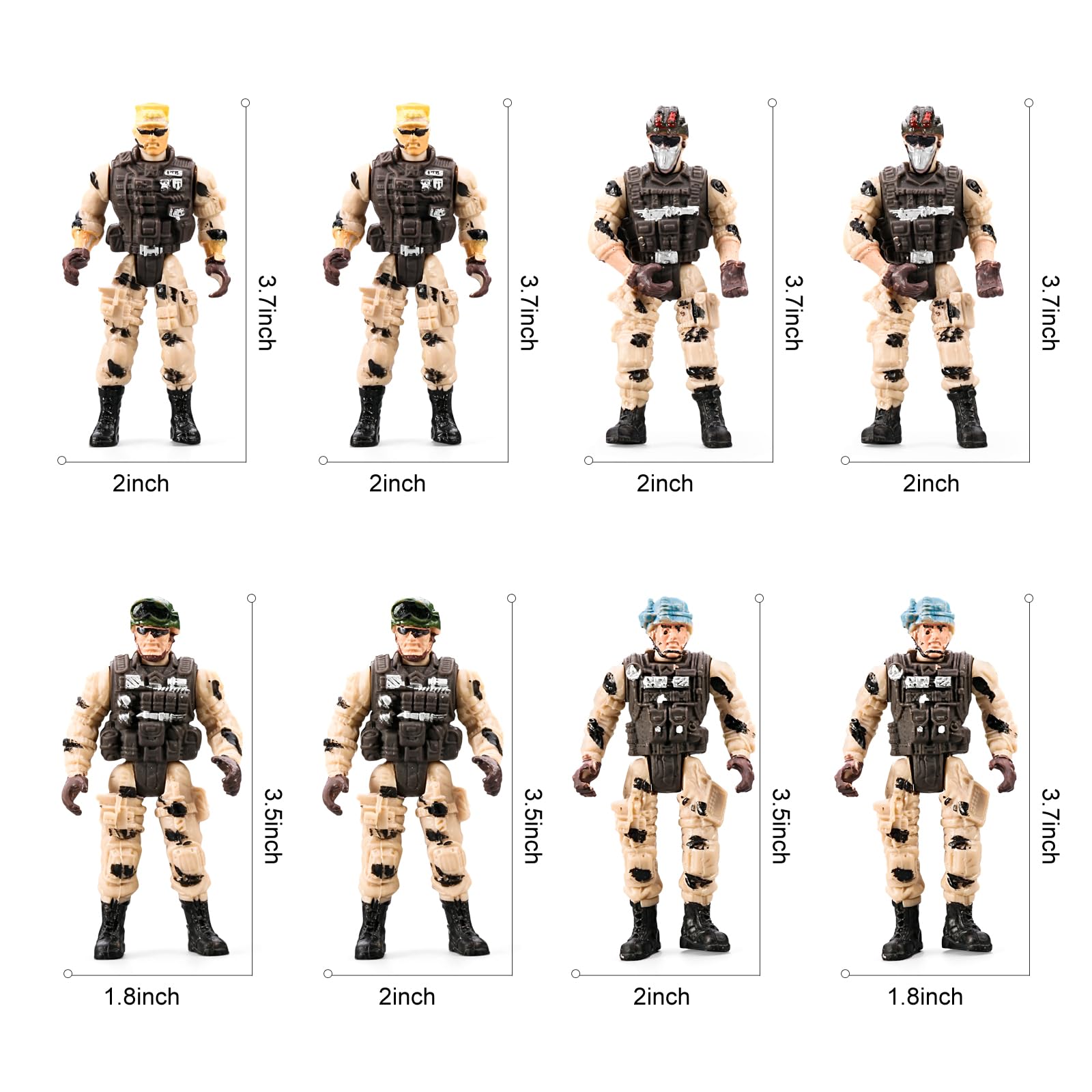 56-in-1 Army Men Toys for Boys 4-7 6-8 8-12, Military Truck/Helicopter/Kayak Boat/Motorcycle/Army Men Action Figures/Weapon Gears, Army Toys for Boys Kids Birthday Gifts Party Favors